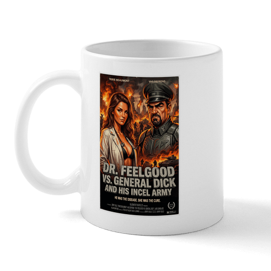 Action movie parody mug