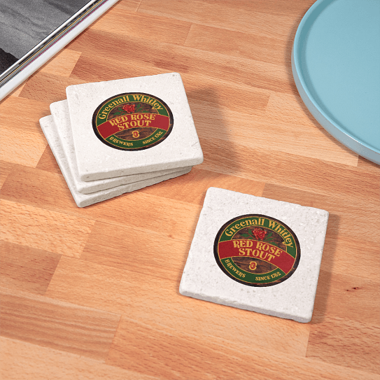 Greenall Whitley Red Rose Stout stone coasters