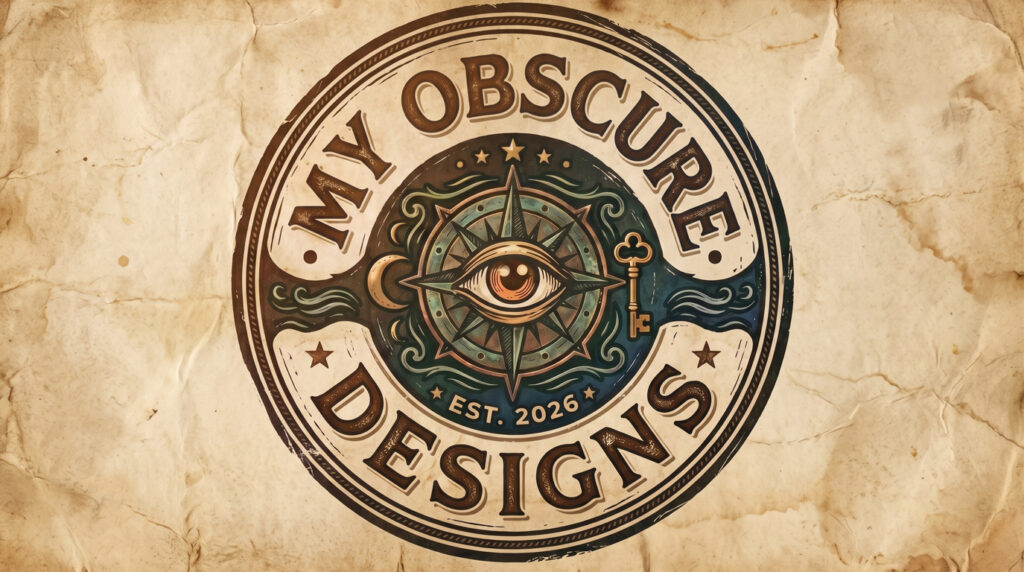 My Obscure Designs logo on parchment paper