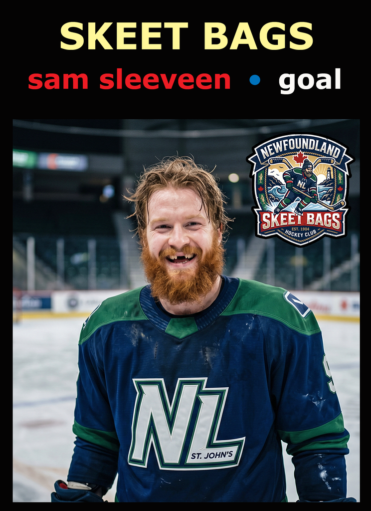 Newfoundland Skeet Bags vintage fake trading card for player Sam Sleeveen.