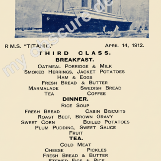 Final Titanic Menu (3rd Class)