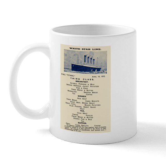 Final Titanic menu mug