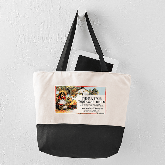 Cocaine Toothache Drops zippered tote bag
